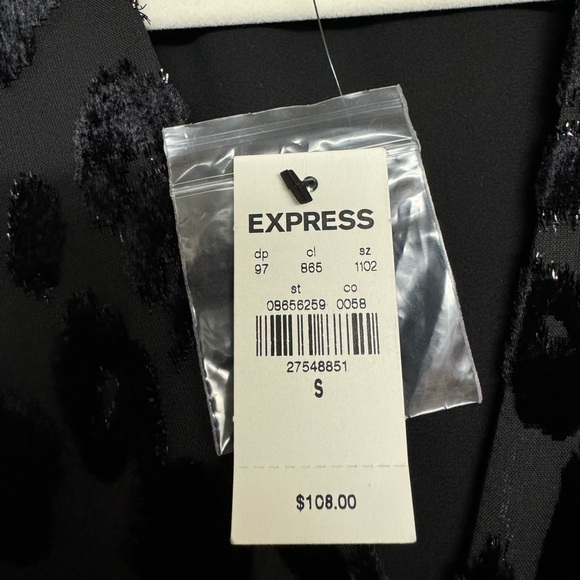 Express Black Metallic Leopard Top with Bow Size Small - Picture 5 of 5